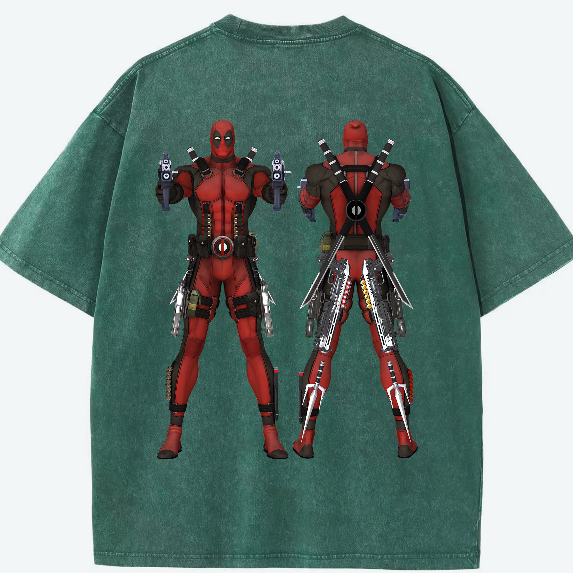 （画像用） Deadpool デッドプール 綿100% ヴィンテージ風 半袖Tシャツ（背面プリント）